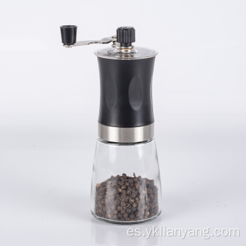 Molinillo de café manual de acero inoxidable con botella de vidrio
